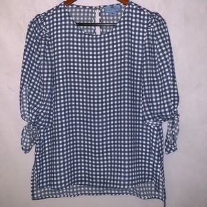 CeCe Women’s Size Small Blouse blue and white check